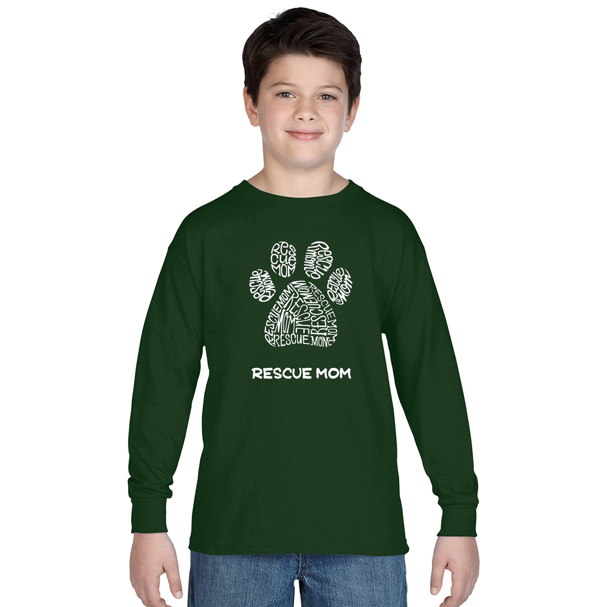 LA Pop Art Boy S Word Art Long Sleeve - Rescue Mom