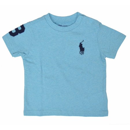 New  Polo Ralph Lauren Baby Boys Jersey Crewneck T-Shirt, Blue, Sz 9M, 9797-1