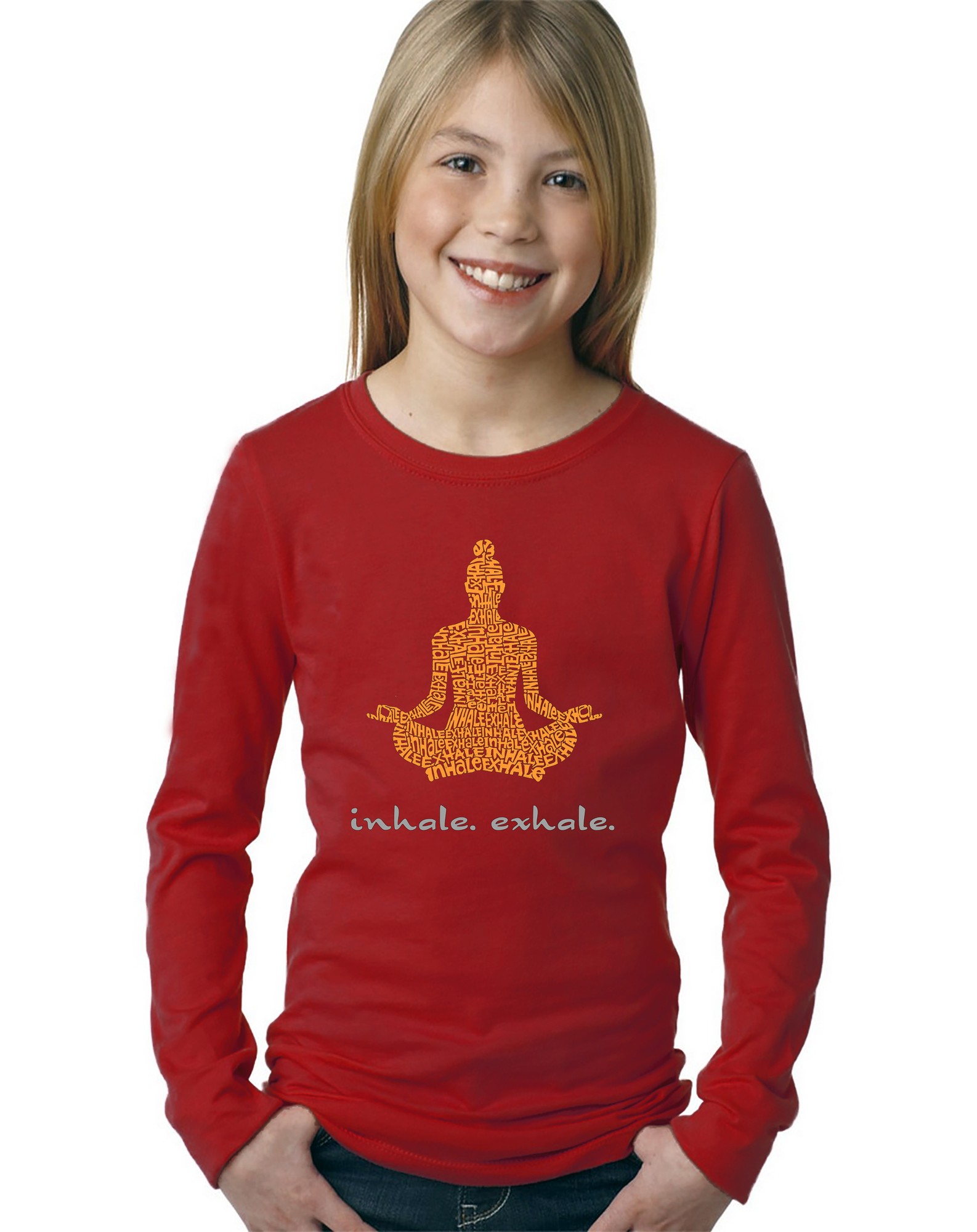 LA Pop Art Girl S Word Art Long Sleeve - Inhale Exhale