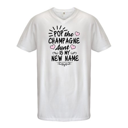 Pop the Champagne Aunt Is My New Name with Hearts Men's V-Neck T-Shirt