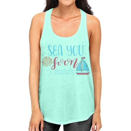 Junior S Sea You Soon Tee B950 PLY Mint Green Racerback Tank Top Small