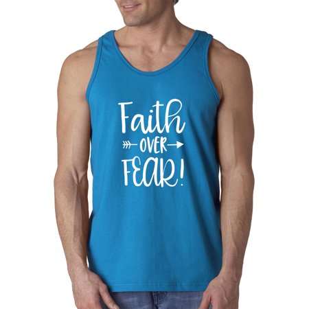 Trendy USA 1253 - Men's Tank-Top Faith Over Fear Script 3XL Sapphire