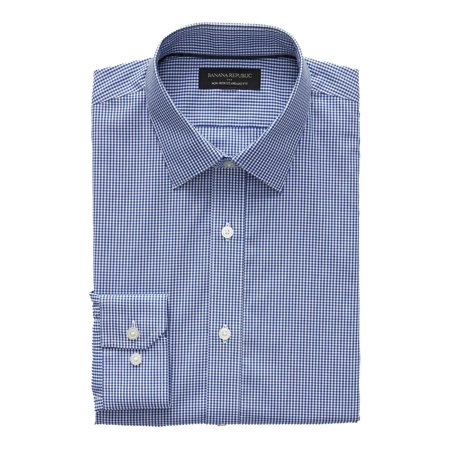 New  Banana Republic Mens StandardFit NonIron YarnDye Shirt,Midnight Gingham,M 3119-6