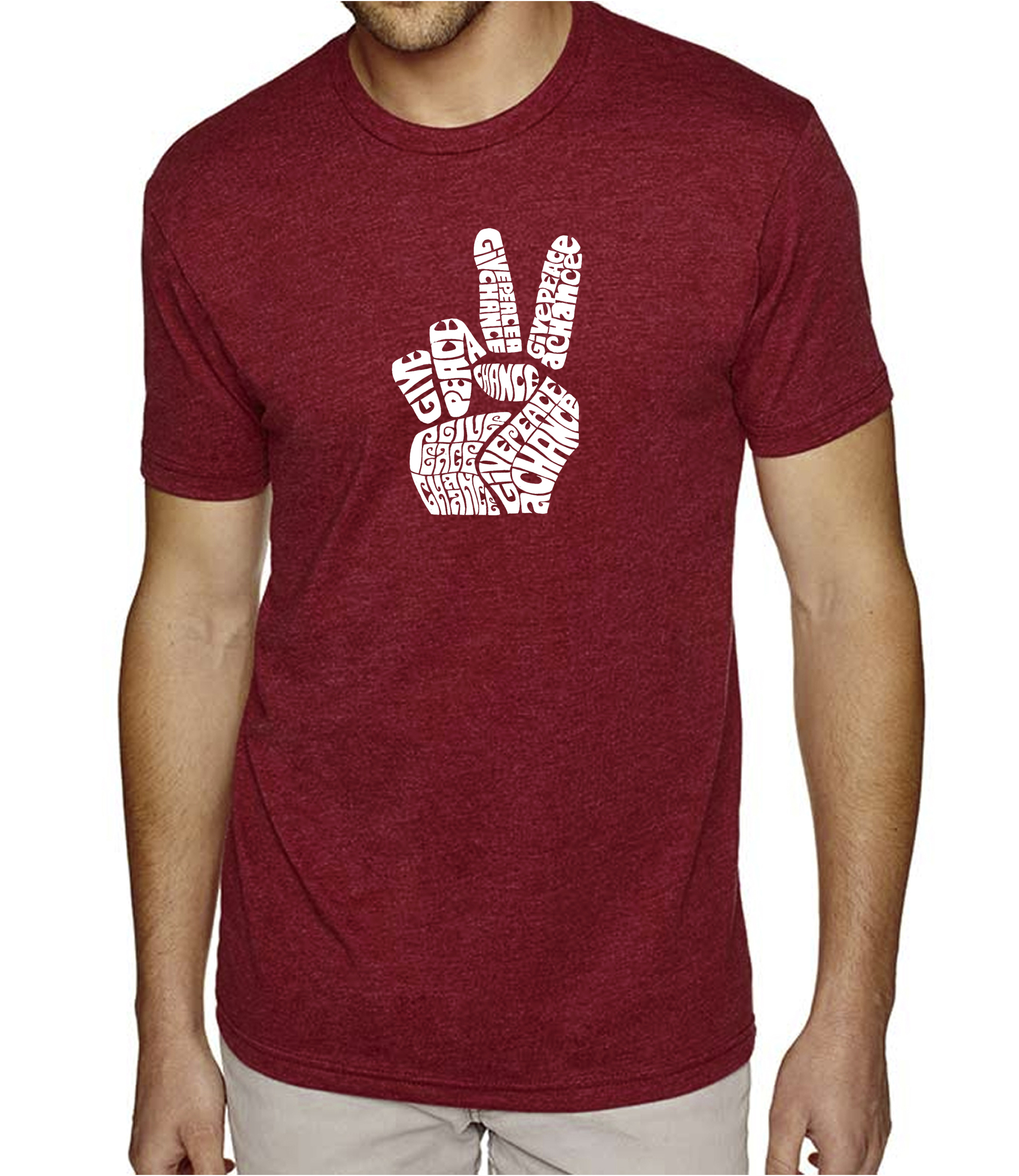 LA Pop Art Men S Premium Blend Word Art T-shirt - PEACE FINGERS