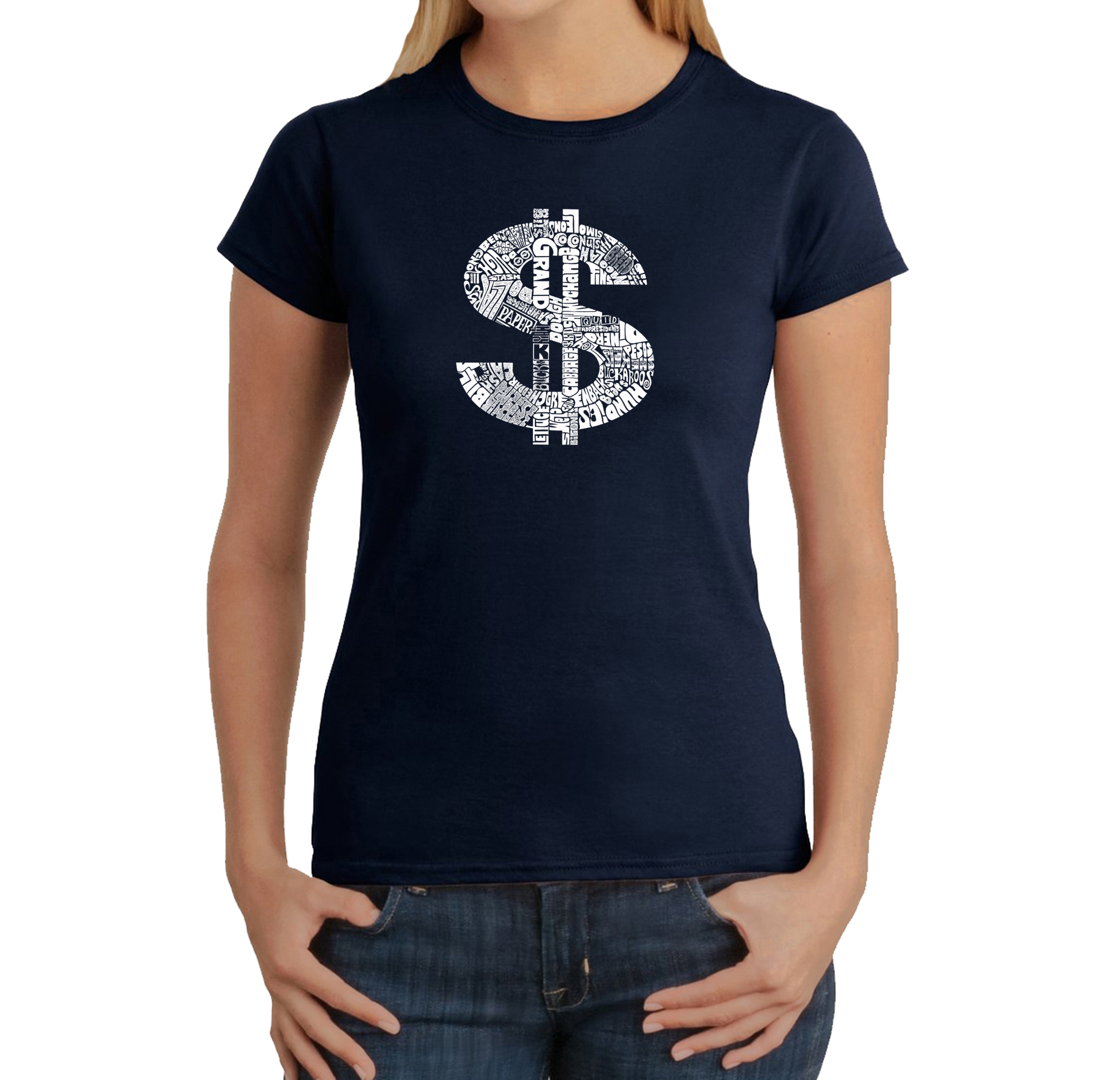LA Pop Art Women S Word Art T-Shirt - Dollar Sign