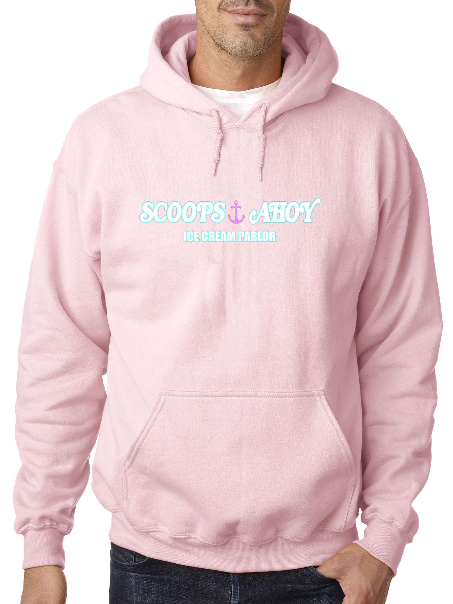Trendy USA 1312 - Adult Hoodie Scoops Ahoy Ice Cream Palor Pop Culture Stranger Sweatshirt Small Light Pink