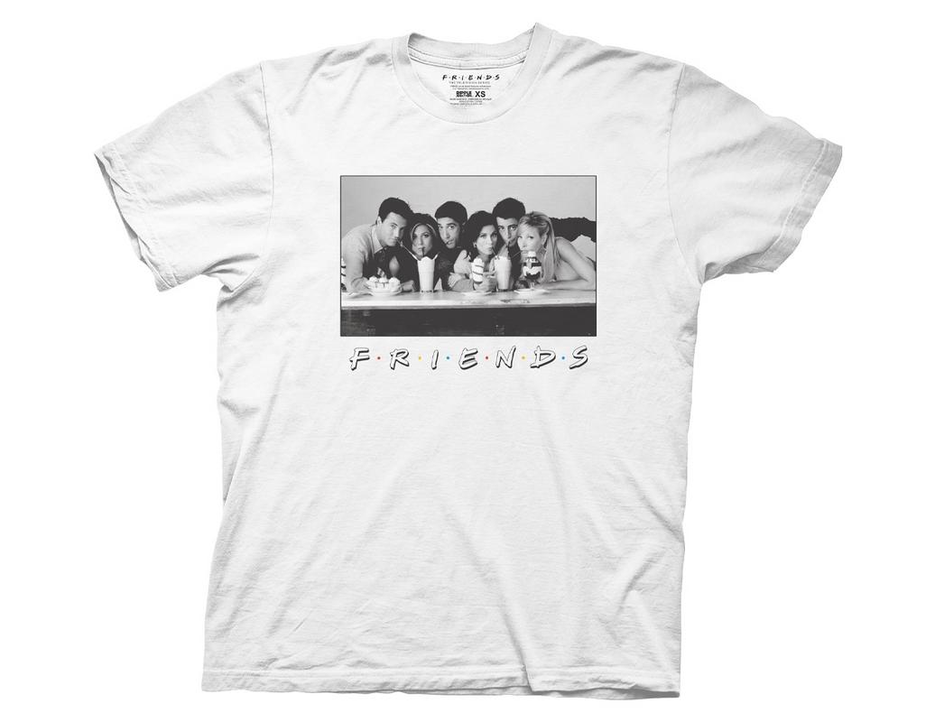 Ripple Junction Friends Adult Unisex Vintage Black and White Promo Light Weight 100% Cotton Crew T-Shirt XL White