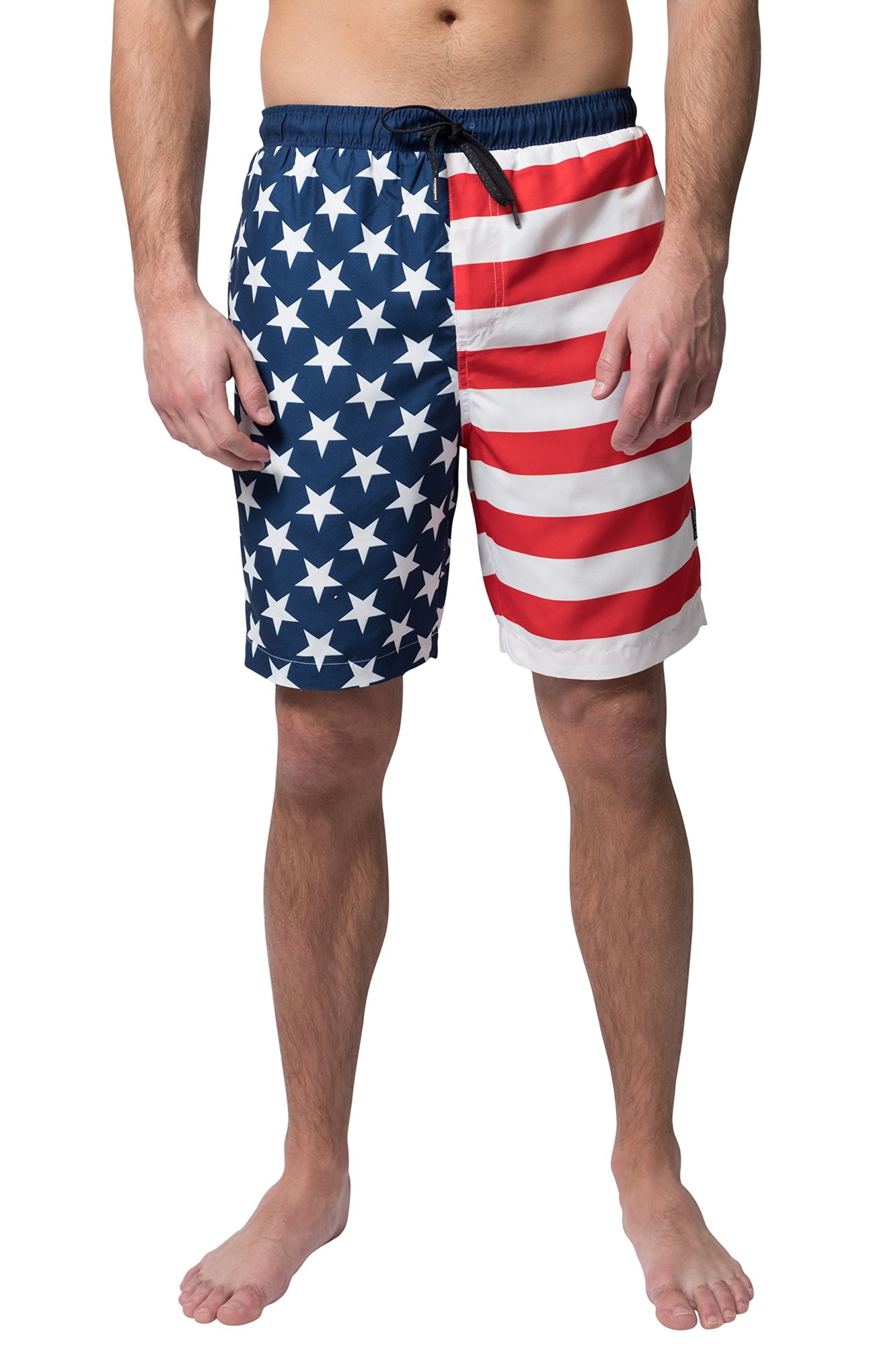 Brooklyn Surf Men's Swim Trunks Volley Board Shorts Quick Dry Stretch, American Flag XX-Large