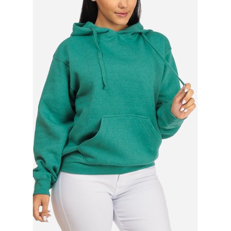 Womens Juniors Cozy Long Sleeve Pullover Style Solid Mint Sweatshirt Hoodie Sweater 41290S