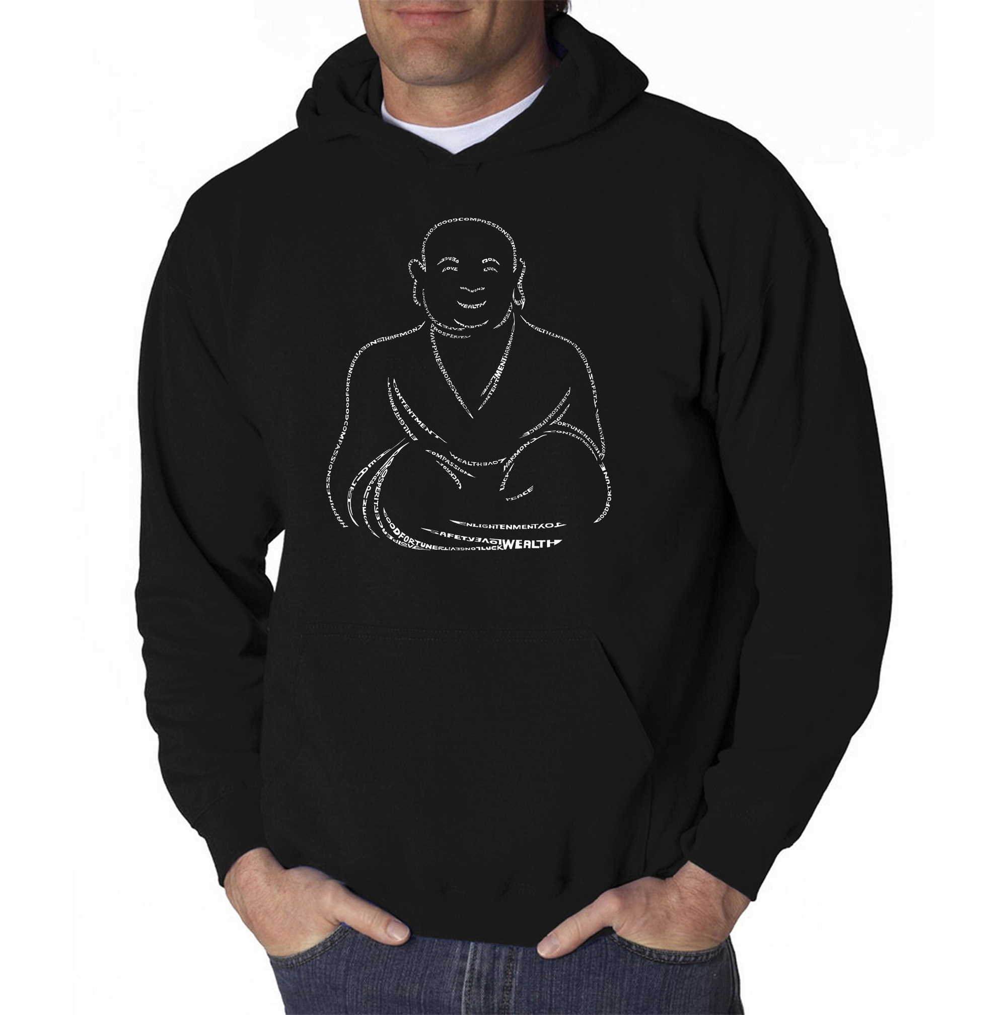 LA Pop Art Men S Word Art Hooded Sweatshirt - POSITIVE WISHES
