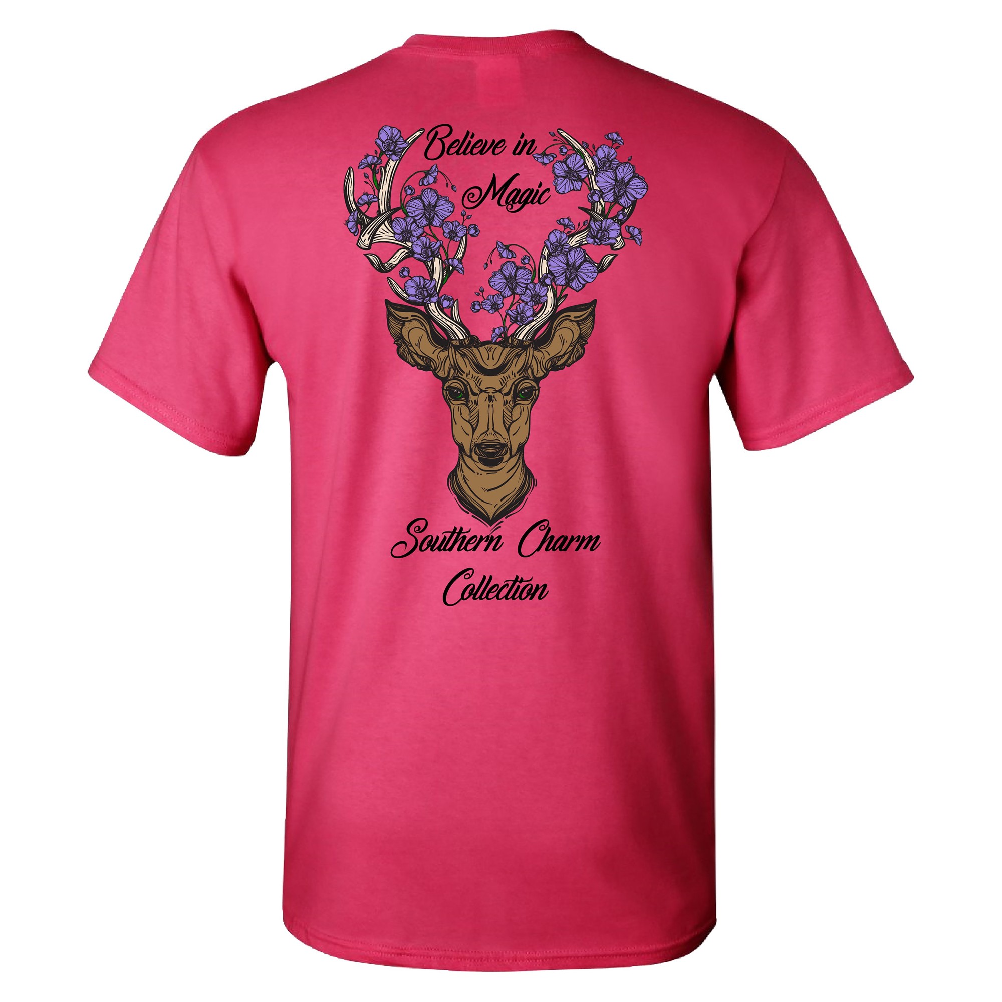 Southern Charm Collection Believe in Magic on a Pink Short Sleeve T Shirt