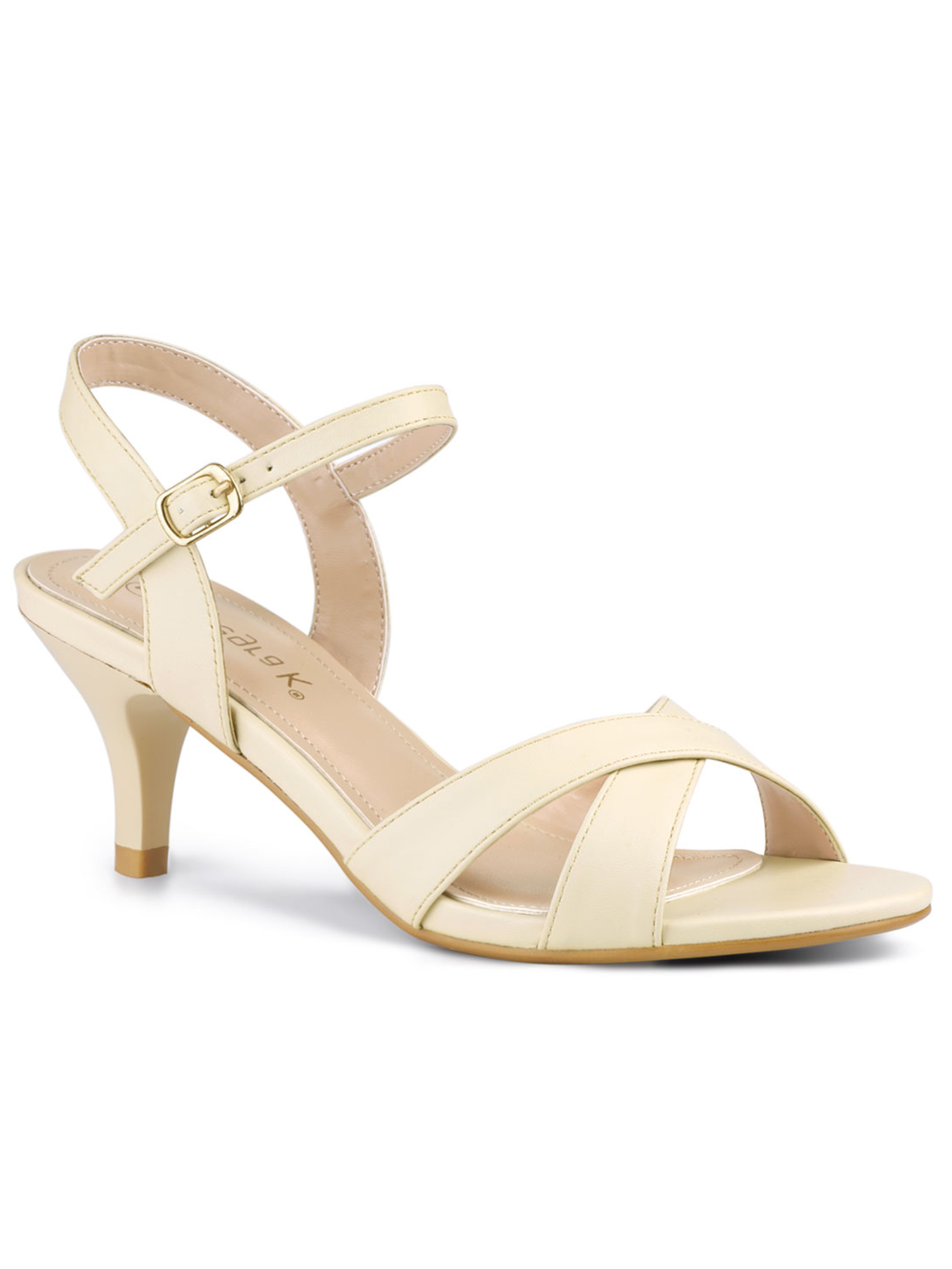 Allegra K Women S Cross Strap Kitten Heel Ankle Strap Sandals