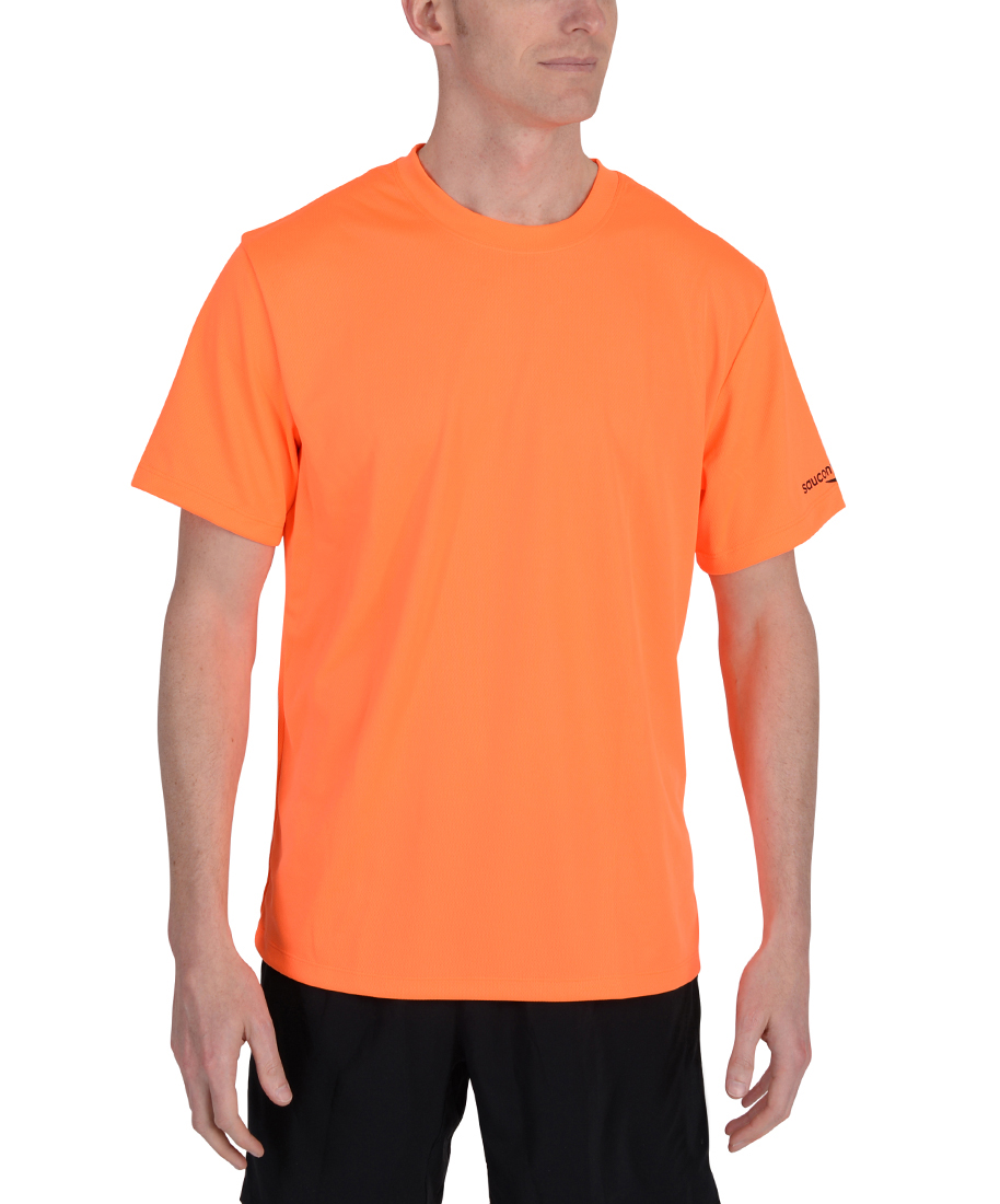 Saucony Mens Short Sleeve Race Day Tee Promo Shirt Orange