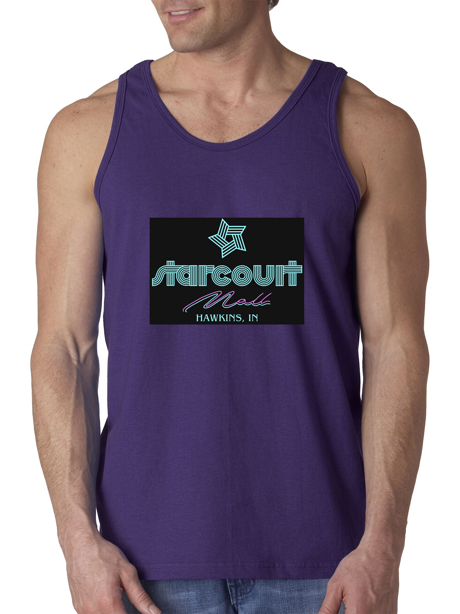 Trendy USA 1310 - Men's Tank-Top Starcourt Mall Hawkins Stranger TV Movie Pop Culture 3XL Purple