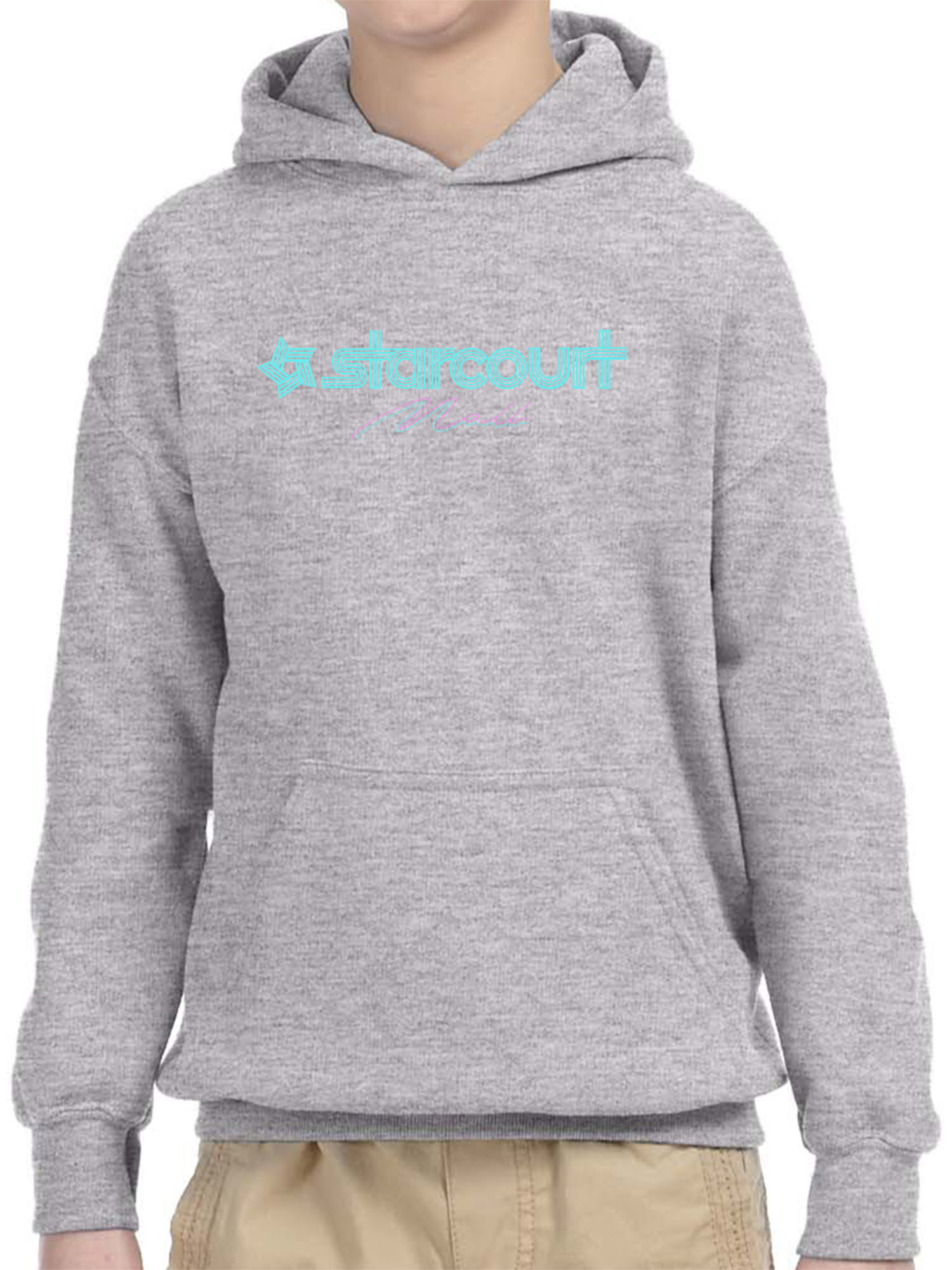Trendy USA 1311 - Youth Hoodie Starcourt Mall Stranger TV Movie Pop Culture Unisex Pullover Sweatshirt Large Heather Grey