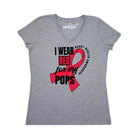 Inktastic Heart HeaIth Awareness I Wear Red for My Pops Adult Women's V-Neck T-Shirt Female