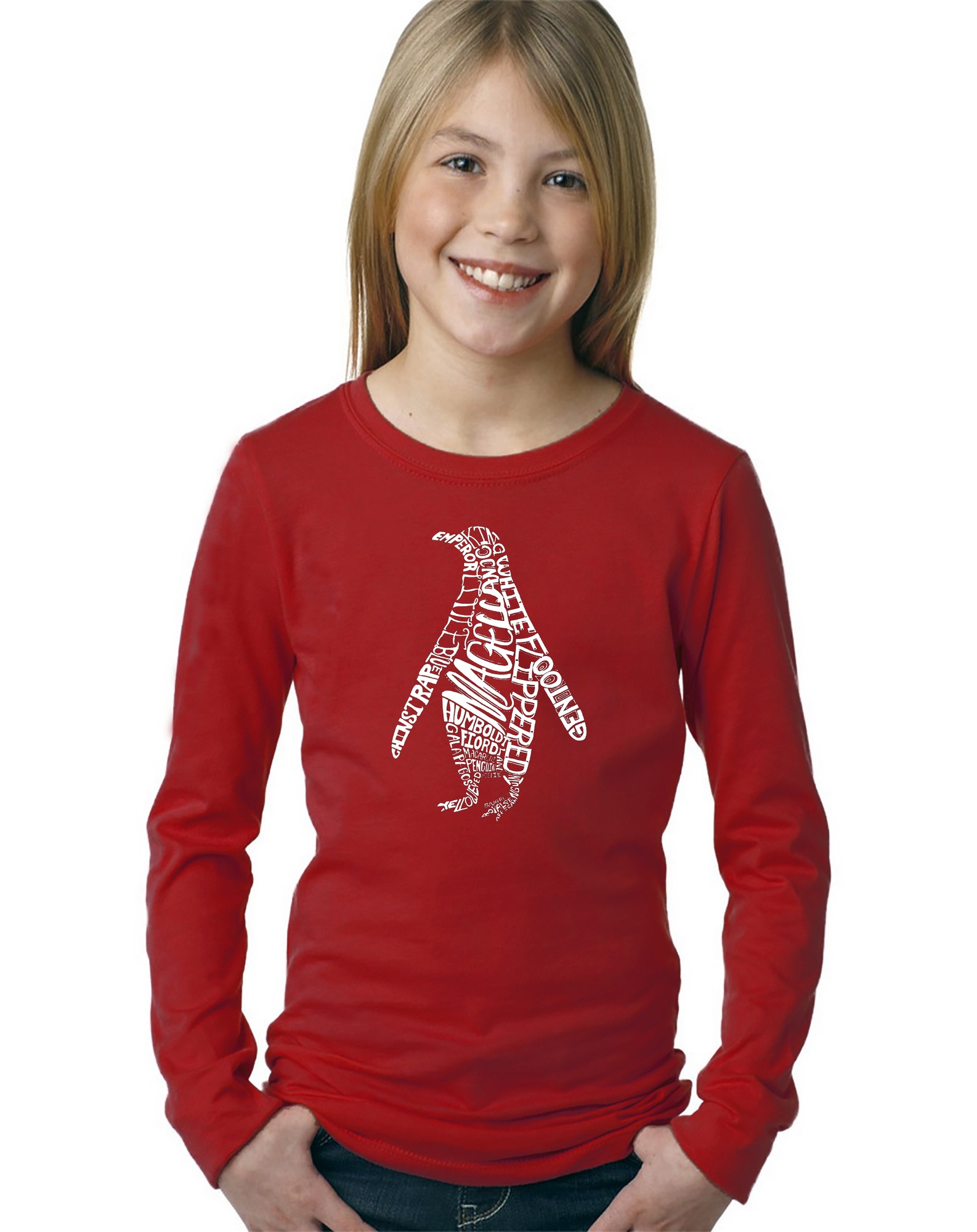 LA Pop Art Girl S Word Art Long Sleeve - Penguin