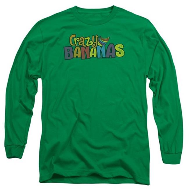 Trevco Dubble Bubble-Crazy Bananas - Long Sleeve Adult 18-1 Tee - Kelly Green  Medium