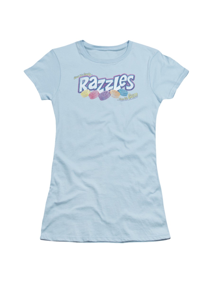 Dubble Bubble Razzles Nostalgic Candy Distressed Logo Juniors Sheer T-Shirt Tee