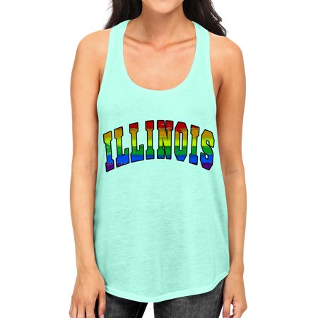 Junior S Illinois Rainbow Pride B1599 PLY Mint Racerback Tank Top Small Mint