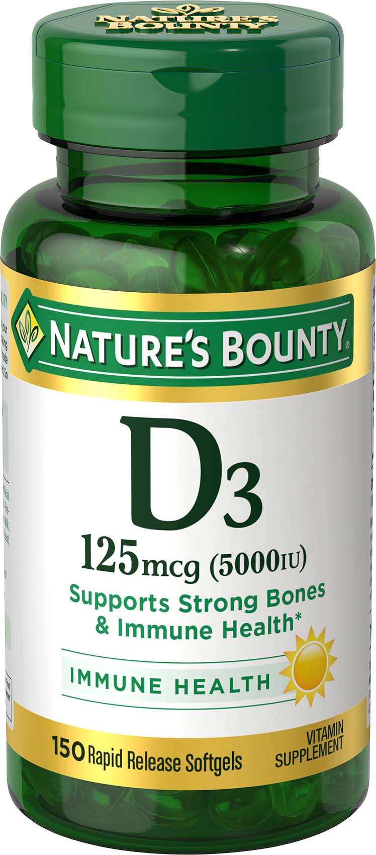 Nature's Bounty Vitamin D3 Immune Health 125mcg (5000 IU) Softgels, 150 Ct | CVS