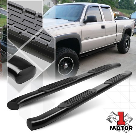 Black 4  Oval Curved Side Step Nerf Bar for 99-14 Silverado/Sierra Extended Cab 00 01 02 03 04 05 06 07 08 09 10 11 12 13