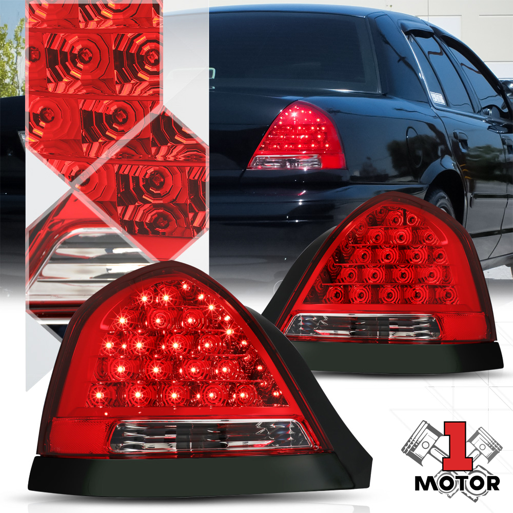Red *FULL LED* Tail Light Brake Lamp W/Black Trim for 98-11 Ford Crown Victoria 99 00 01 02 03 04 05 06 07 08 09 10