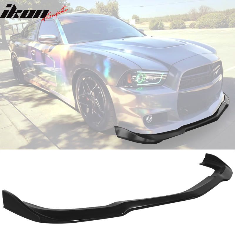 Ikon Motorsports Compatible with 12-14 Dodge Charger SRT IKON Style PU Urethane Front Bumper Lip Splitter