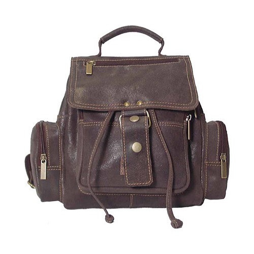 David King Leather 6331 Mid Sized Distressed Top Handle Backpack Brown (One Size)