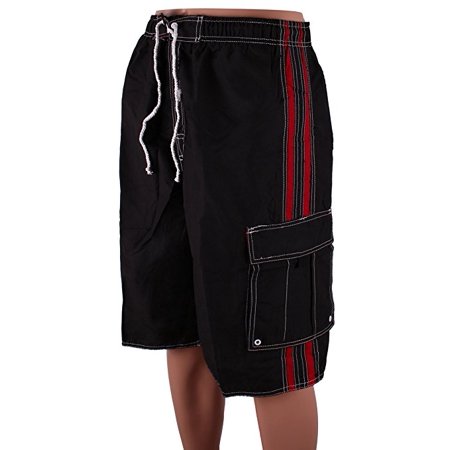 North 15 Men S Board Beach Swim Trunks Shorts with Cargo Pockets-5104-Blk-XL