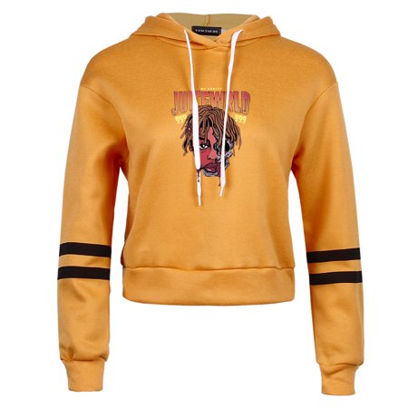 Raypadula Fashion Creative Personality New Juice WRLD Printed Hooded Navel Sweatshirt