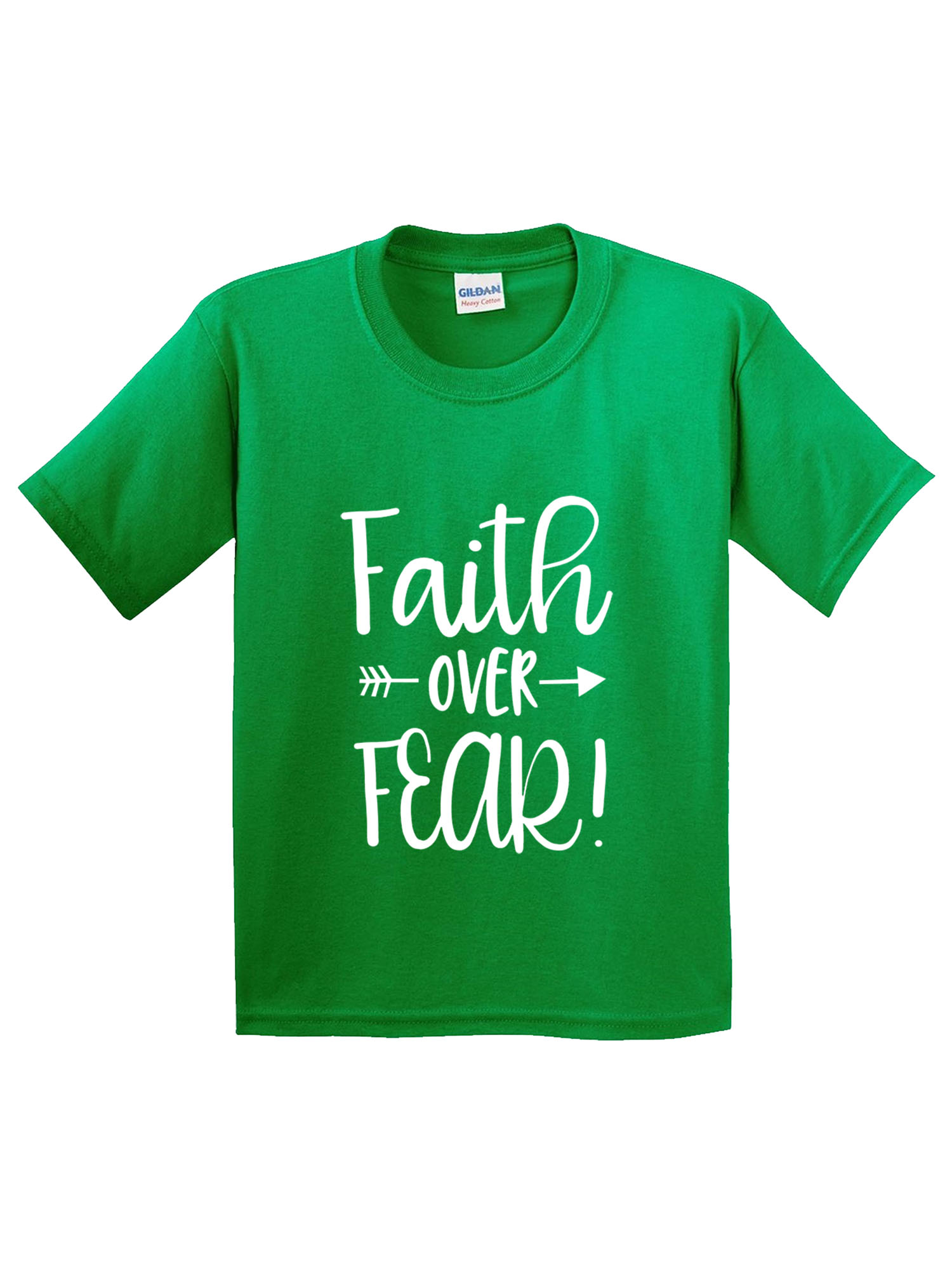 Trendy USA 1253 - Youth T-Shirt Faith Over Fear Script Medium Kelly Green