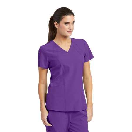 Barco One Women's 5105 V-Neck Perforated Detail Performance Scrub Top-Prism -Large