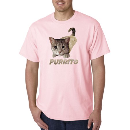 Trendy USA 1507 - Unisex T-Shirt Purrito Burrito Kitty Cat Lovers Taco Spicy Funny Large Light Pink