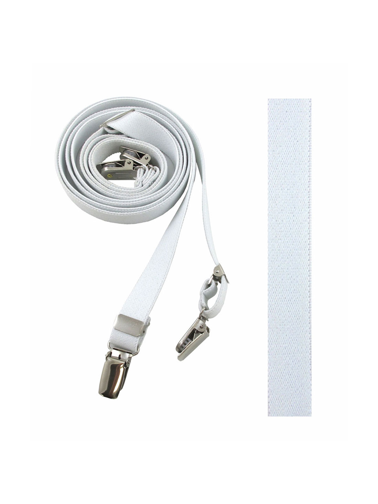 Children's Junior's Solid Suspenders - X-Back - 36 Inches Long - 1.0 Inch Straps - Clip-on - White