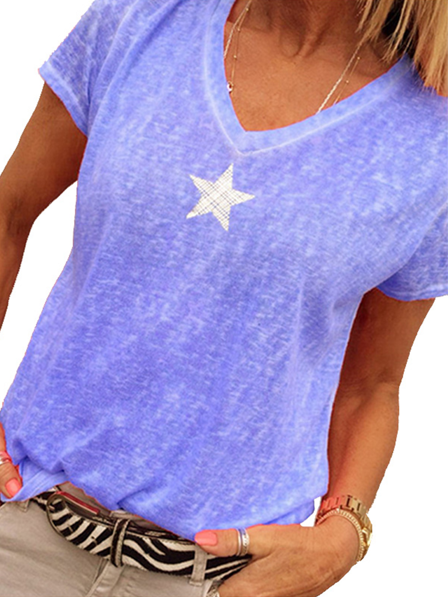 Women S Plus Size Short Sleeve V-Neck Tops