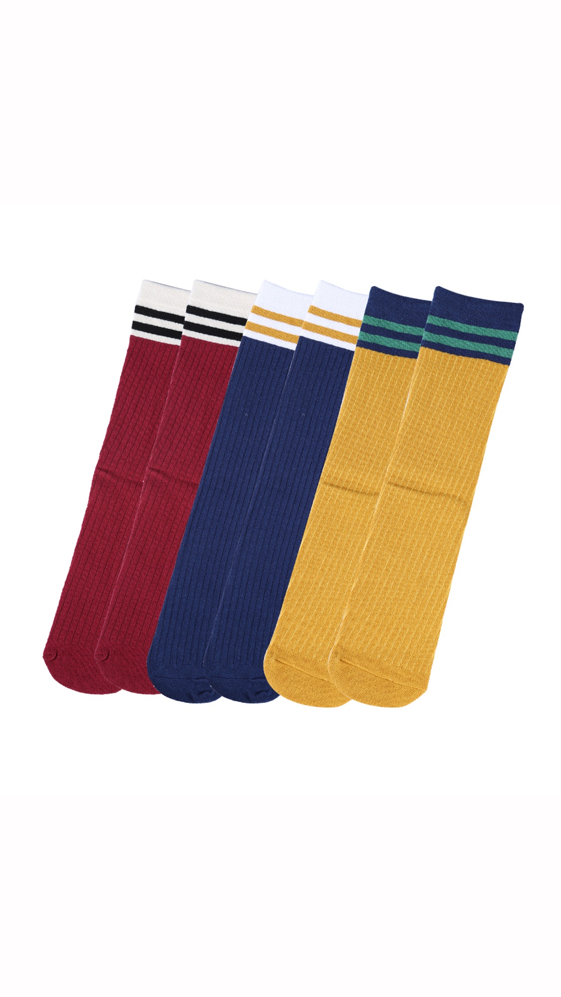Allegra K Women S Striped Stretchy Soft Color Blocks Cotton Crew Socks