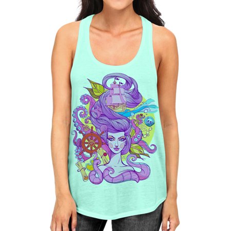 Junior S Life of a Mermaid Tee B960 PLY Mint Green Racerback Tank Top X-Large