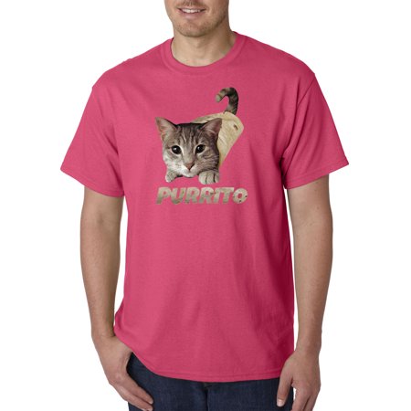 Trendy USA 1507 - Unisex T-Shirt Purrito Burrito Kitty Cat Lovers Taco Spicy Funny Large Heliconia