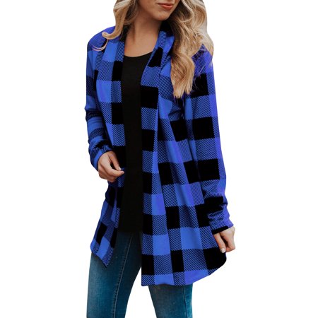 SySea Long Sleeve Plaid Pattern Casual Wear Open Front Cardigan