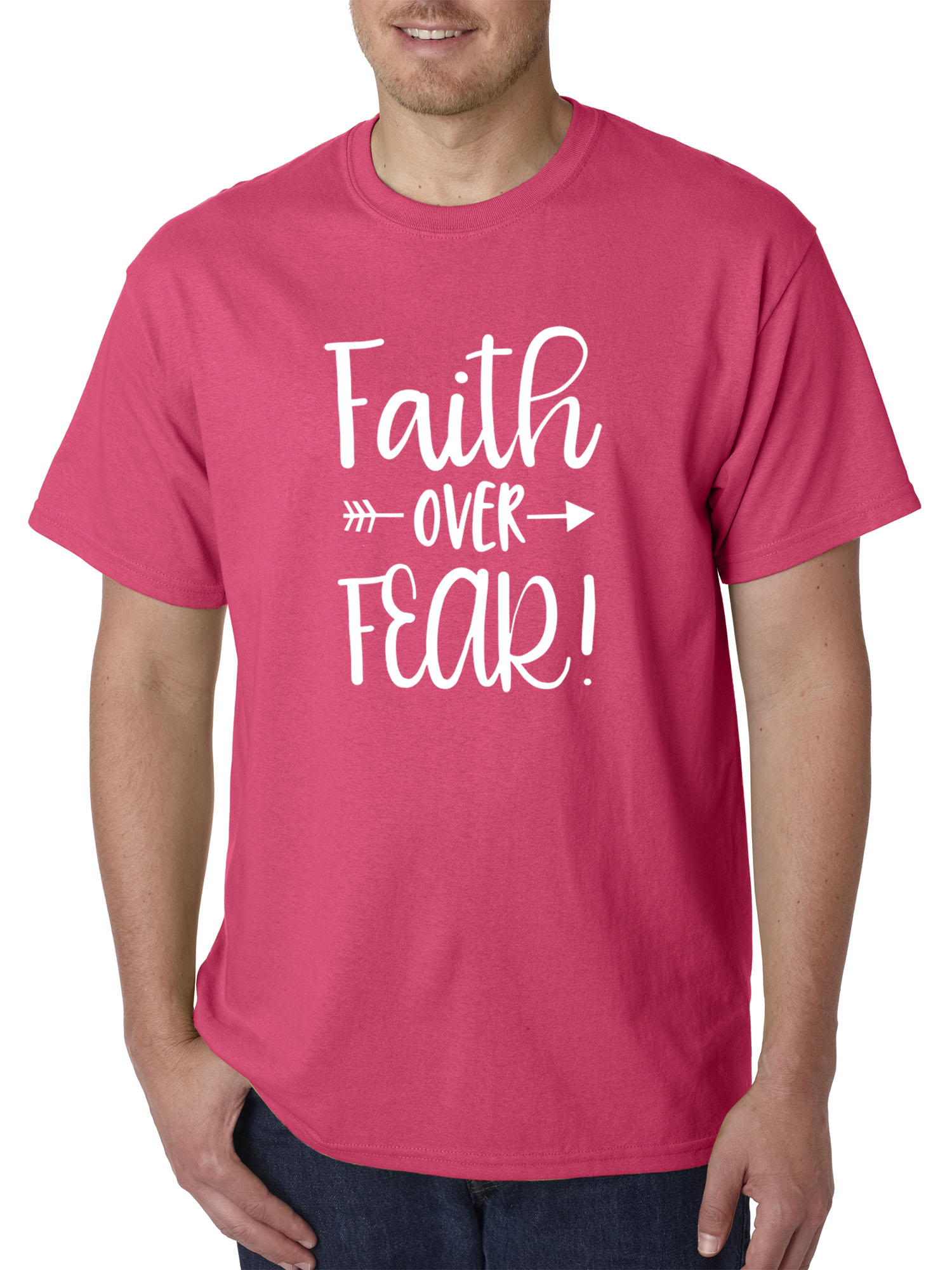Trendy USA 1253 - Unisex T-Shirt Faith Over Fear Script XL Heliconia