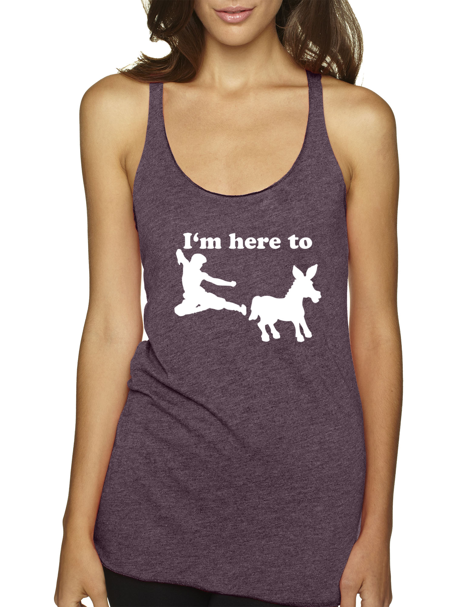 Trendy USA 1229 - Women's Tank-Top I'm Here to Kick Ass Karate Donkey Small Vintage Purple
