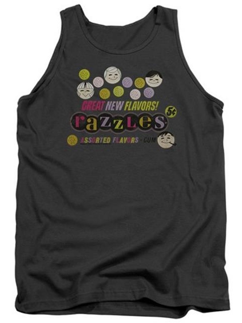 Trevco Dubble Bubble-Razzles Retro Box - Adult Tank Top - Charcoal, Extra Large