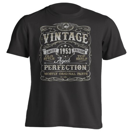 64th Birthday Gift T-Shirt - Born in 1953 - Vintage Aged 64 Years to Perfection - Short Sleeve - Mens - Black - Large T Shirt - (2017 Version)