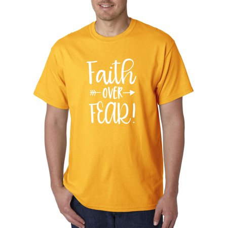 Trendy USA 1253 - Unisex T-Shirt Faith Over Fear Script 4XL Gold