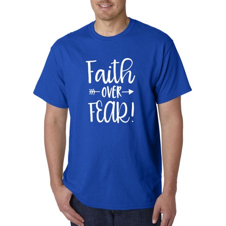 Trendy USA 1253 - Unisex T-Shirt Faith Over Fear Script 3XL Royal Blue