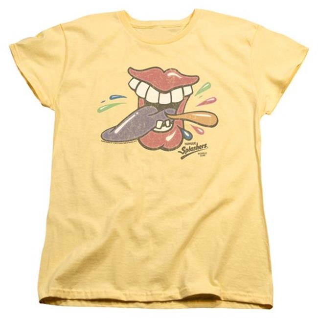 Trevco Dubble Bubble-Rolling Tongue - Short Sleeve Womens Tee - Banana, Medium