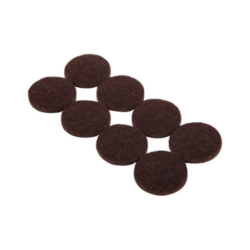 Hardware Furniture Pad, Felt, Brown, 1 in Dia, 5 Mm Thick, Round, 16PK