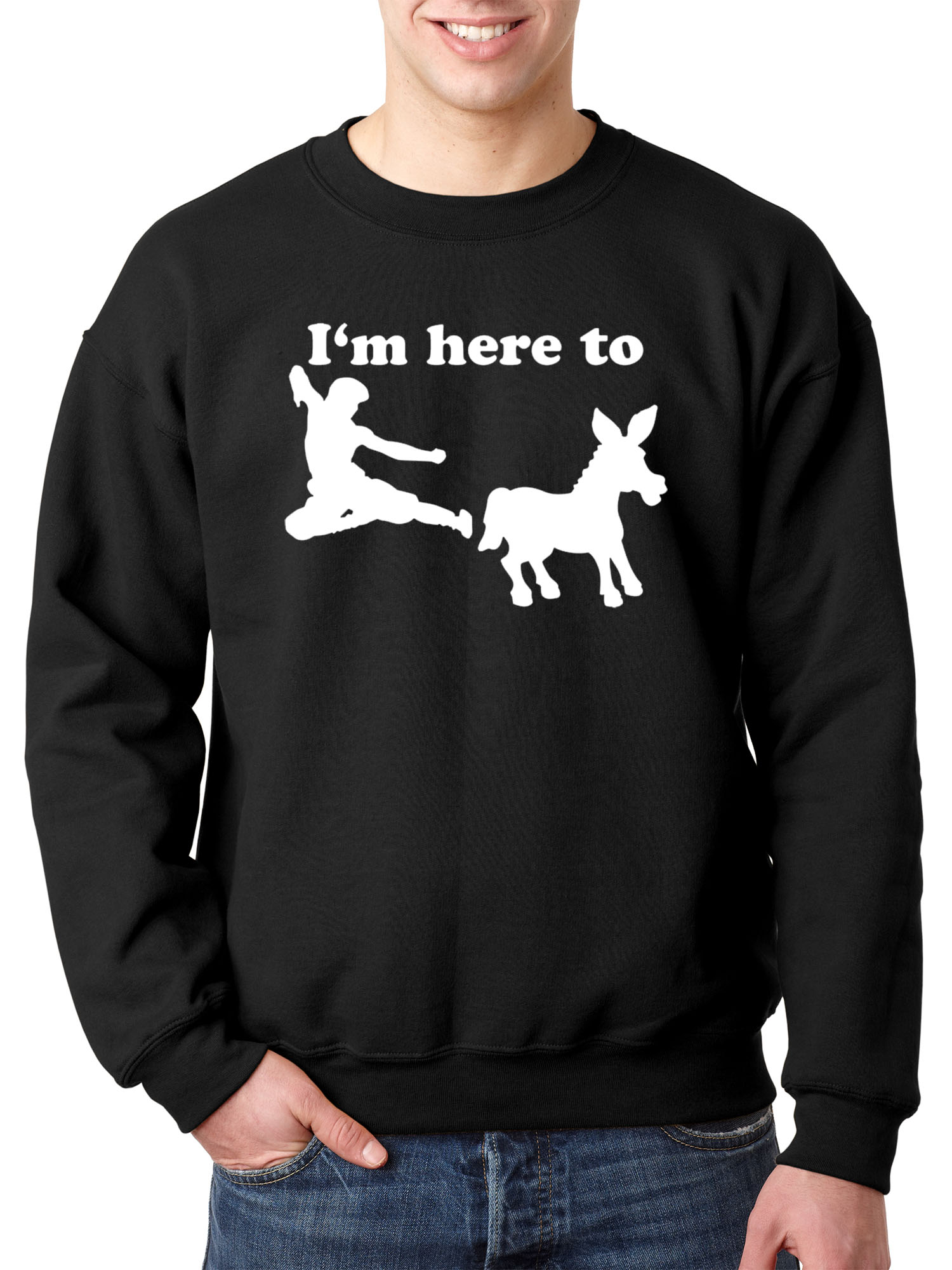 Trendy USA 1229 - Crewneck I'm Here to Kick Ass Karate Donkey Sweatshirt 4XL Black