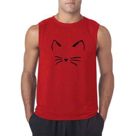Trendy USA 1128 - Men's Sleeveless Cat Whiskers Silhouette Heart Nose XL Red